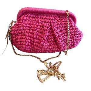 NWT Women's Hot Pink Gold Chain Handel Summer Purse